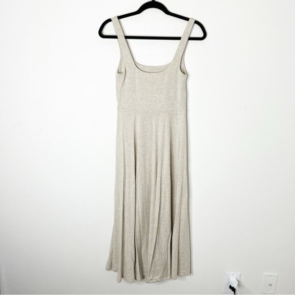 ARITZIA WILFRED Market Slit Dress Square neck Midi Tank jersey beige Size Small - Picture 10 of 15